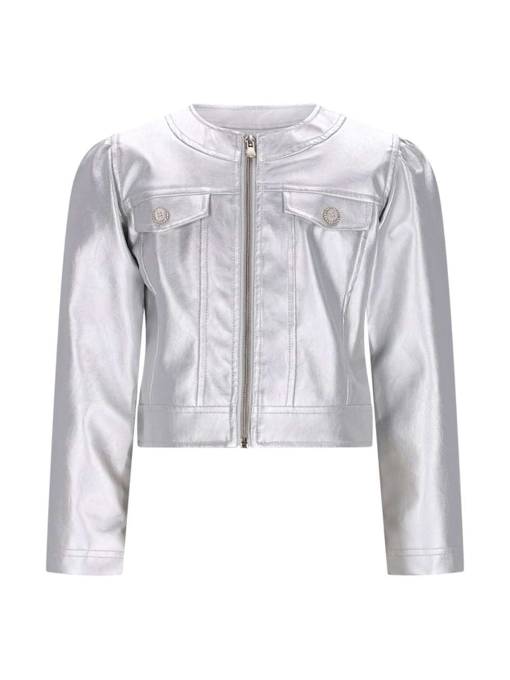 NWT Le chic Silver Metallic faux leather Jacket for Kids